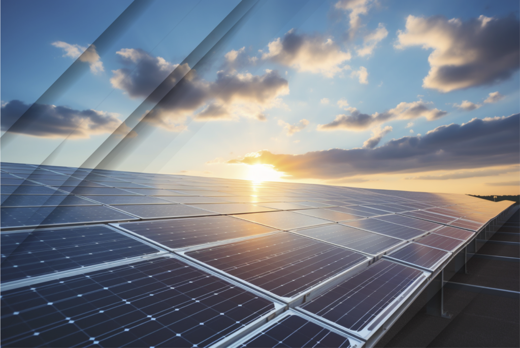 Solaranlage im Sonnenuntergang